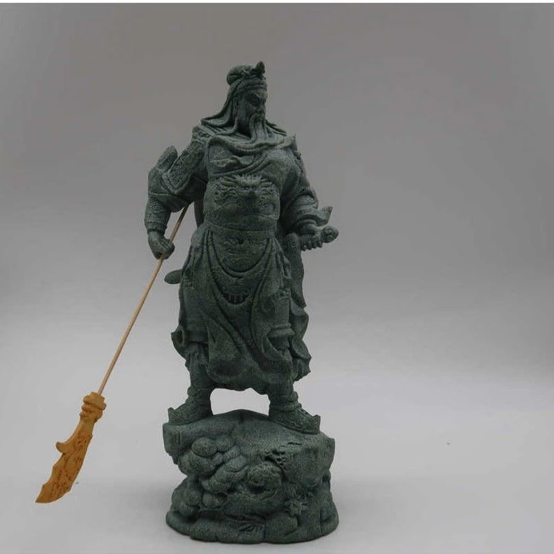 青砂石关公摆件工艺品送礼年货财神手工书房创意茶几茶桌茶道