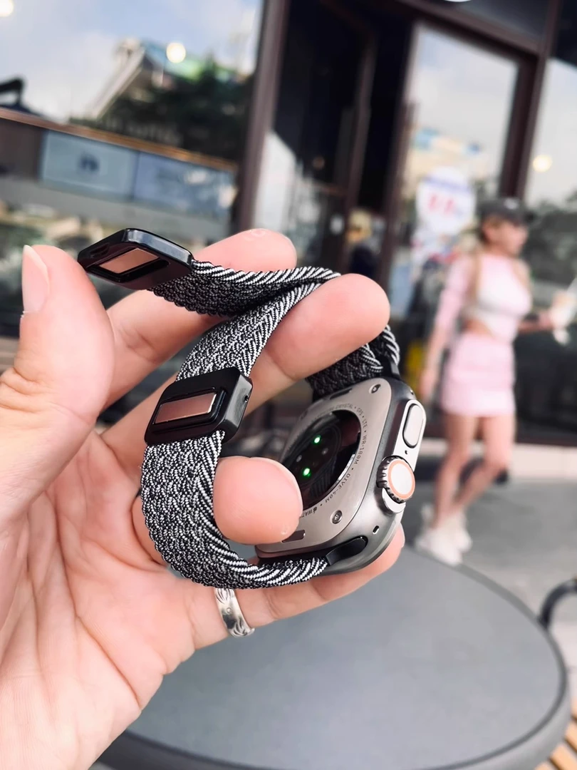 弹力编织适用苹果手表iwatch表带s987磁吸扣Ultra回环针织s10钢扣