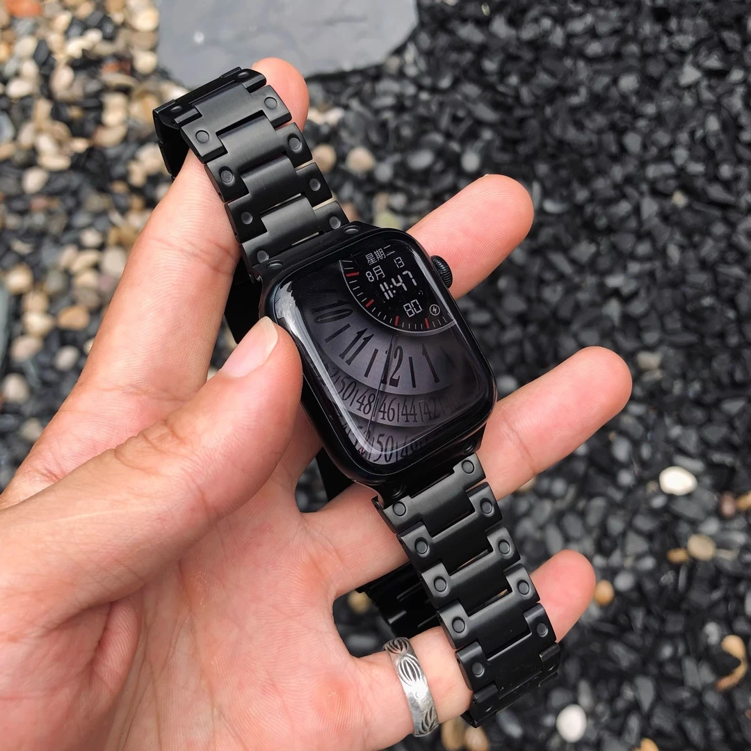 卡客 小众型男适用苹果手表iwatch表带s987机甲金属Ultra不锈钢带