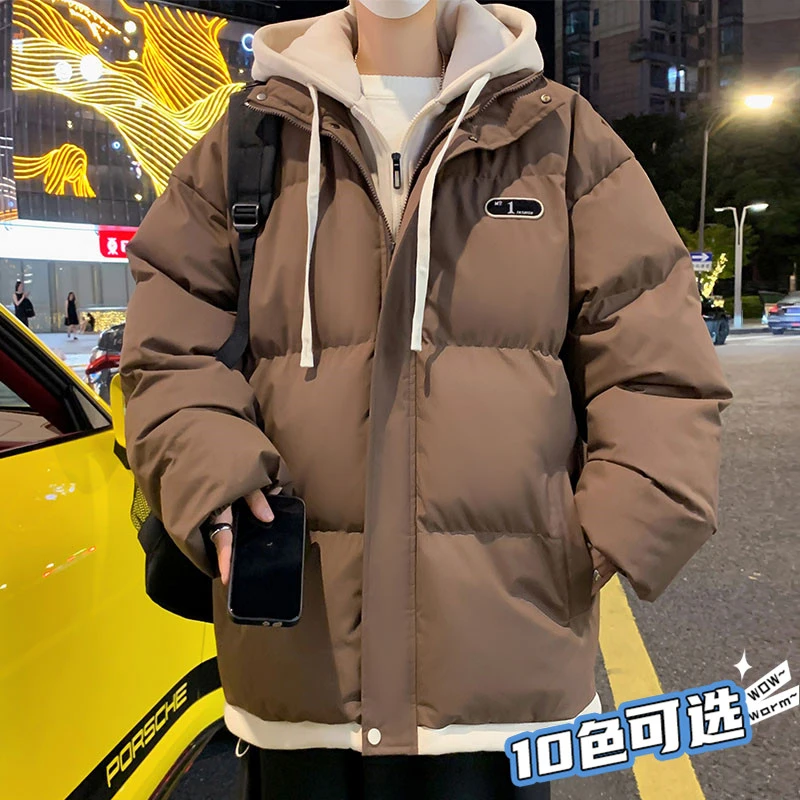 玛斯柏男士棉衣秋冬季潮牌冬装加厚款棉袄连帽男生百搭棉服外套