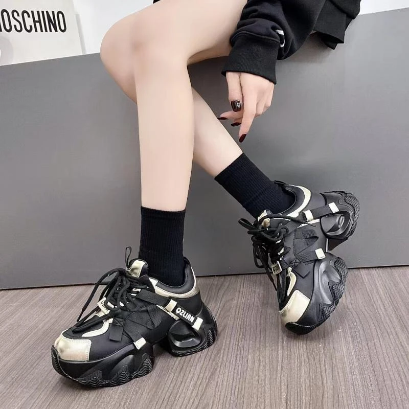 蒙娜丽莎 2023小众设计师款小个子厚底增高老爹鞋潮牌休闲鞋339-8