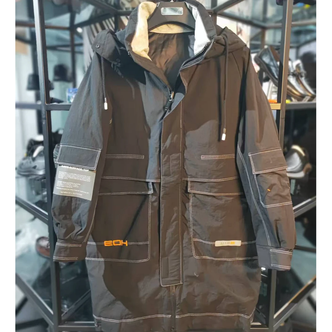 男款休闲羽绒服中长款带帽(可拆卸）