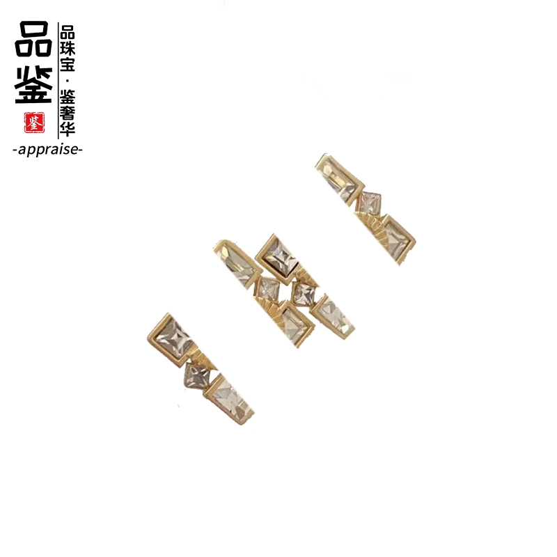铜合金耳饰 【品鉴】几何金属质感C重工镶钻时尚ins Z4684