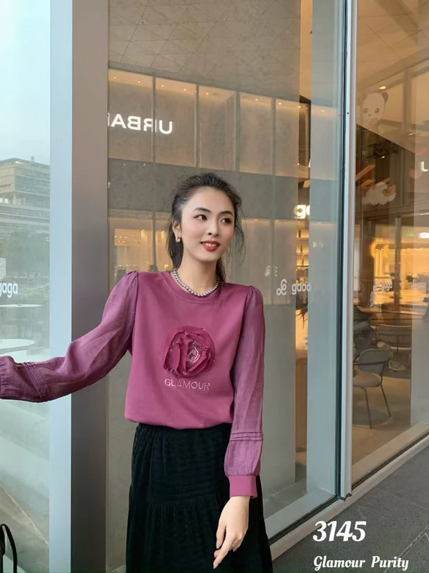 魅力纯衣秋冬新款玫瑰刺绣上衣3145