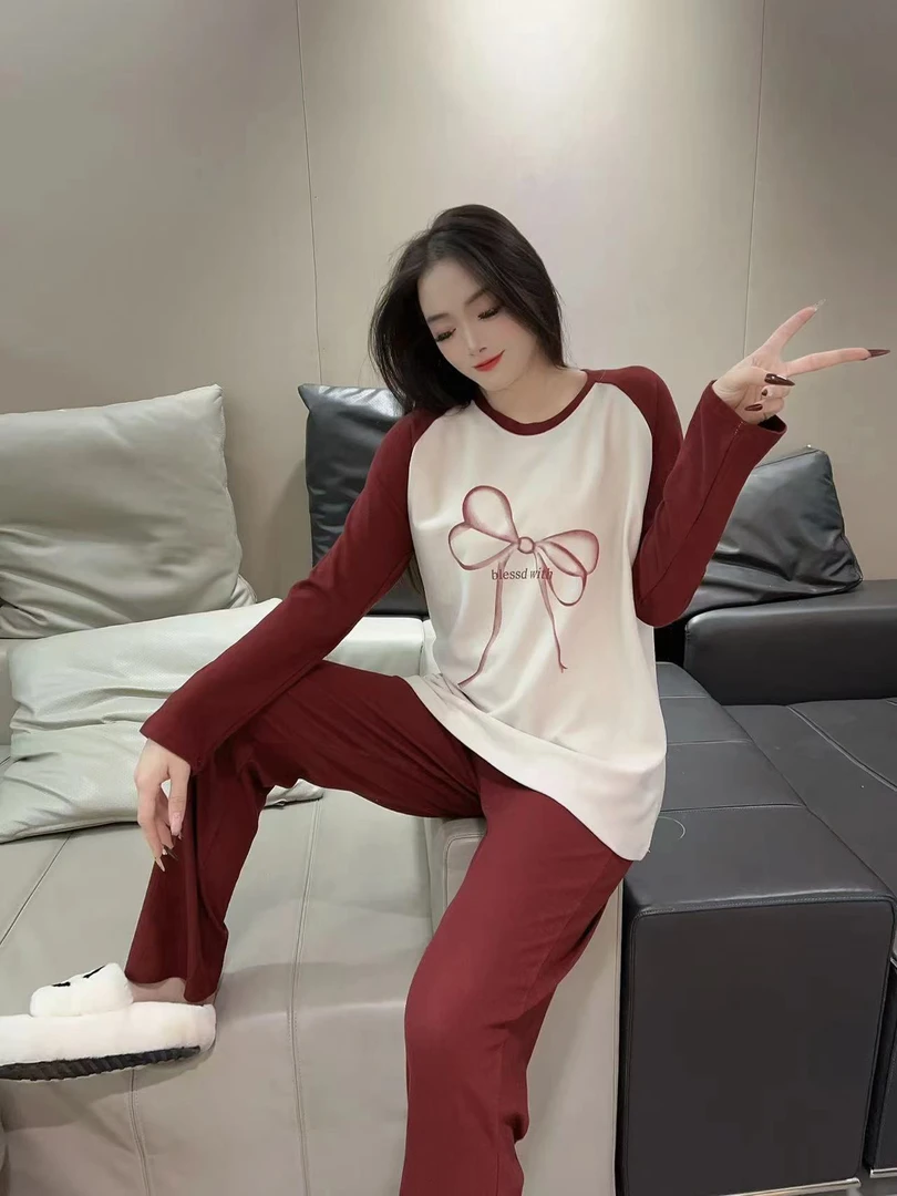 冬季新款百搭德绒蝴蝶结家居服181