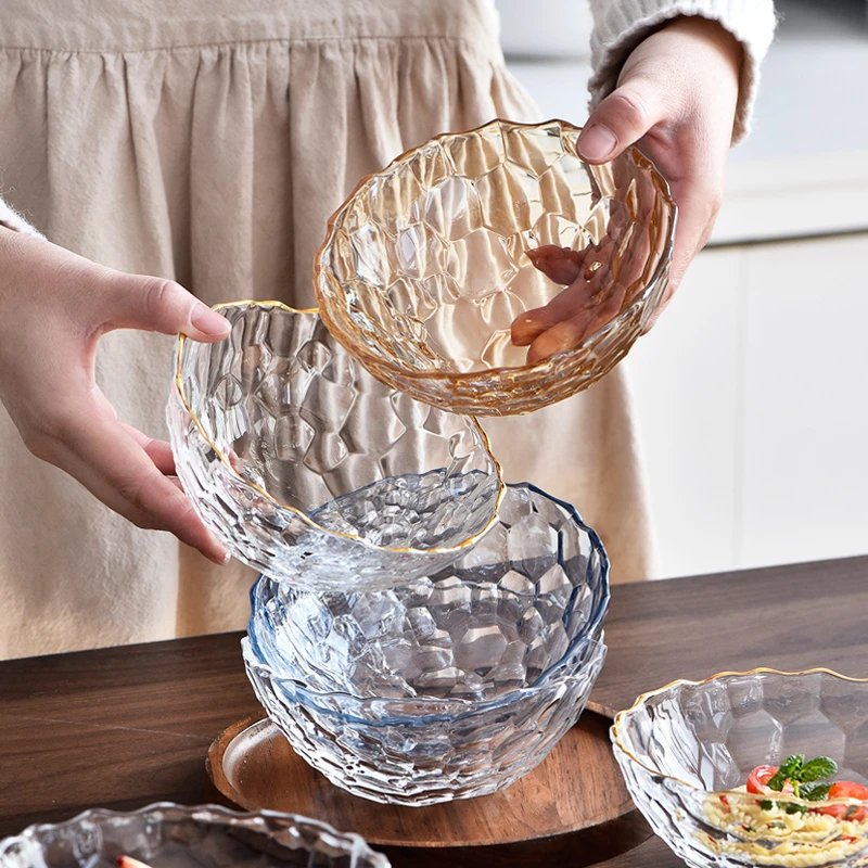 创意北欧简约水晶玻璃碗吃饭碗水果沙拉碗餐具日式网红家用可微波