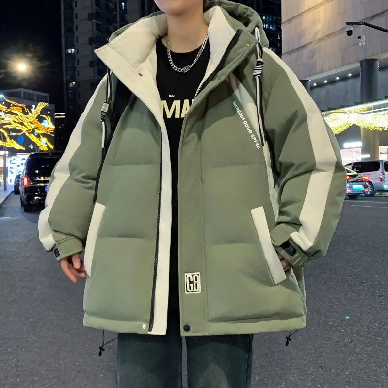 冬季新款棉服男款情侣款加厚保暖棉衣外套男青少年拼色连帽棉袄