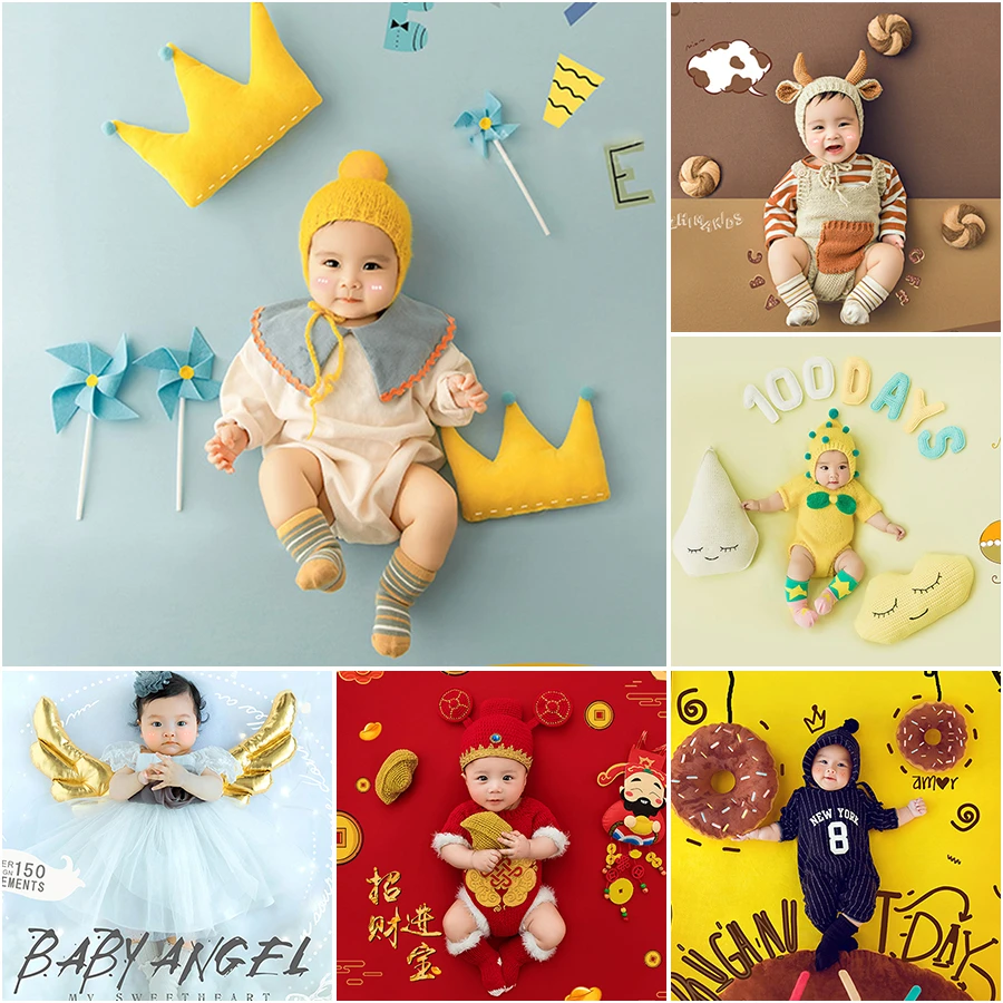 百天半岁艺术照主题摄影服装宝宝满月拍照道具百日婴儿童衣服出租