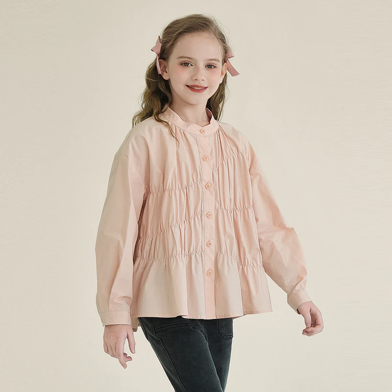 1119女童衬衫儿童2024新款爆款洋气粉色衬衣大童韩版女孩春秋上衣
