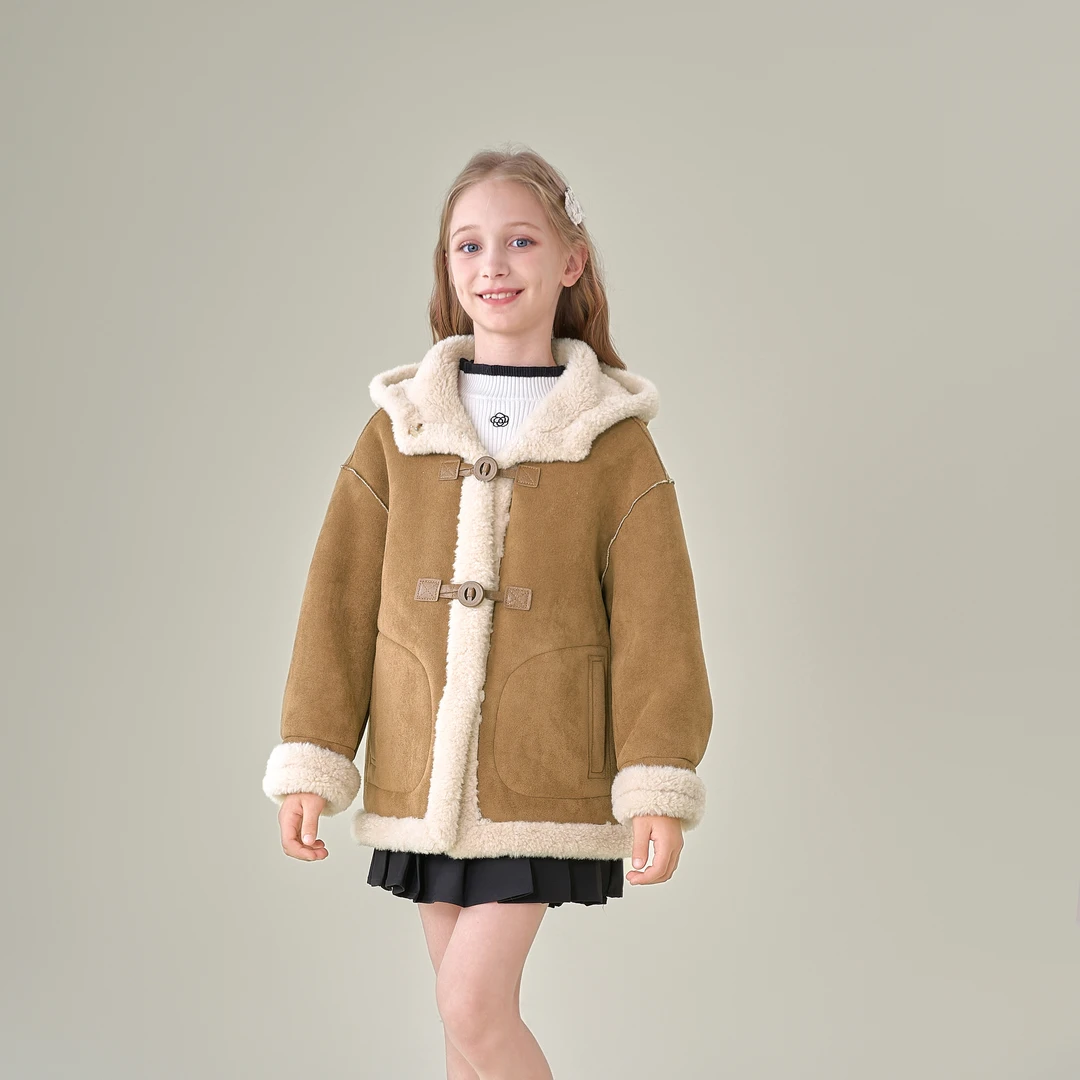 1509女童外套儿童秋冬款加厚洋气时髦中大童加厚冬季女孩皮毛一体