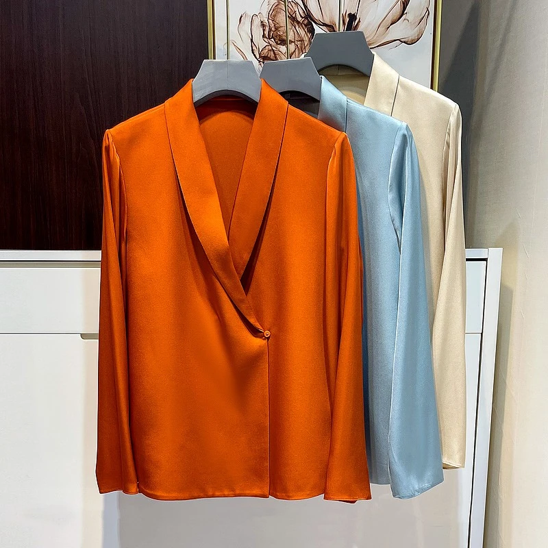 西服优雅衬衫女轻奢休闲外搭开衫小众设计感西装内搭桑蚕丝网红