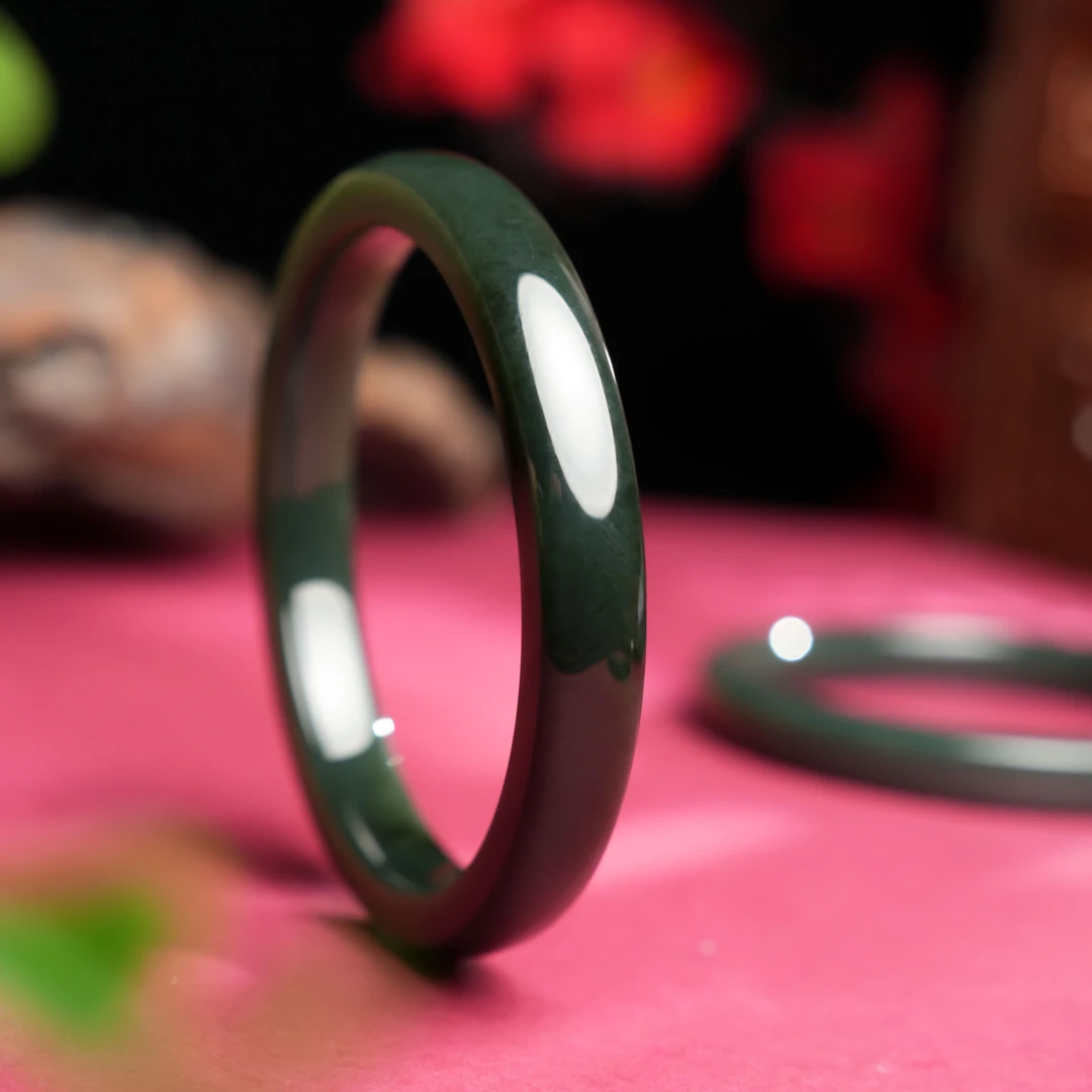 【海东鉴宝】天然新疆和田玉塔青手镯女士52-64圈口可选多样（商城）