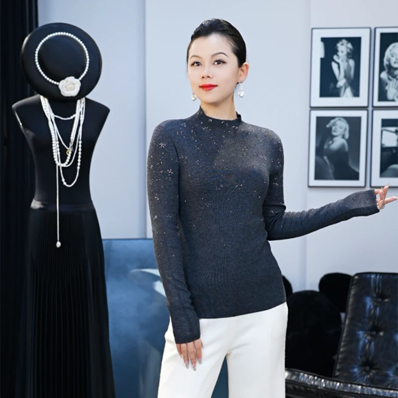 低领烫钻打底衫 8275