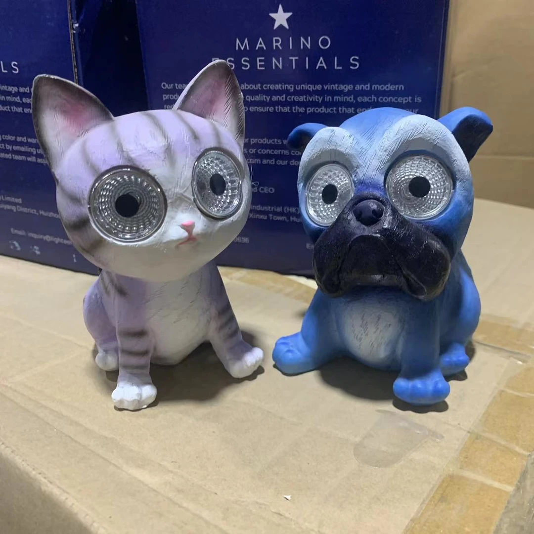 外贸尾货：树脂茶宠摆件可发光猫狗茶宠小摆件（一对）可爱创意网红