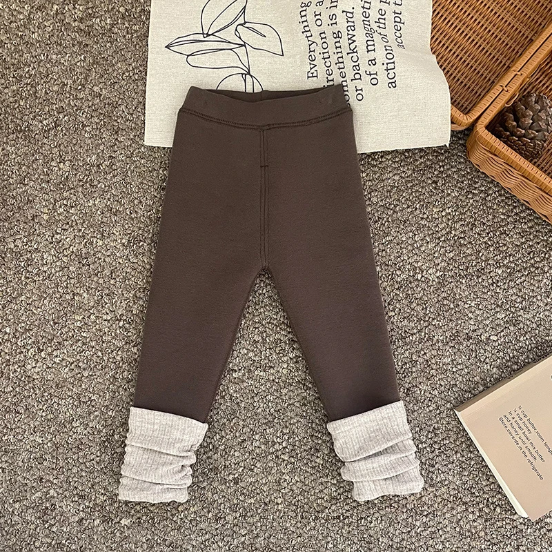 女童打底裤秋冬2024新款加厚堆堆袜卷边韩版外穿儿童加绒裤子批发