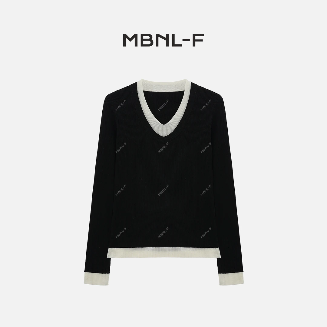 MBNL-F“U领假两件” 2024F/W新品 高级感极简打底 秦磊XM-SY6742