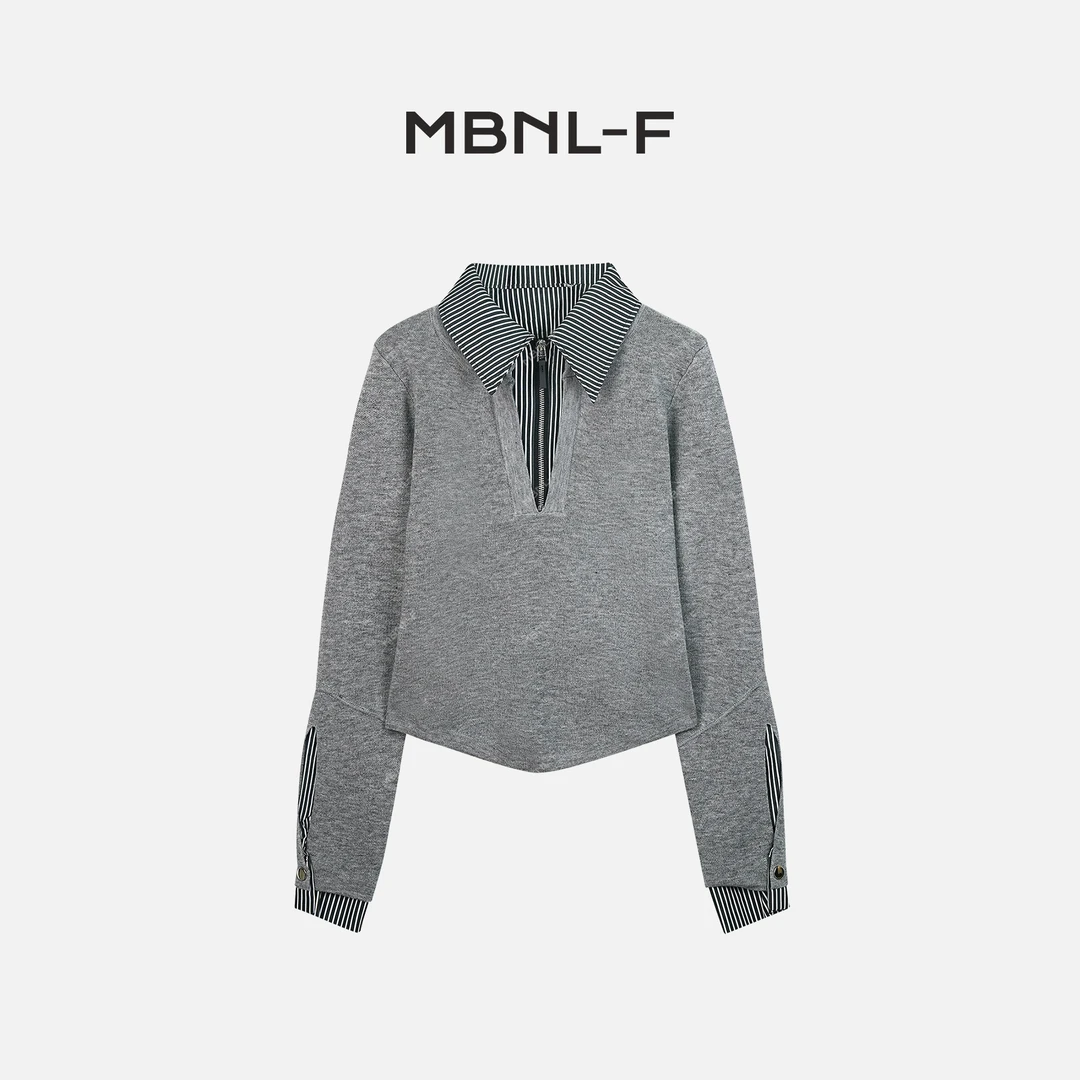 MBNL-F“条纹假两件” 2024F/W新品 翻领长袖打底 秦磊XM-SY1543