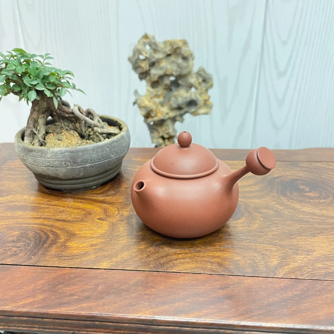 【陈钿制】潮州手拉壶 侧把壶原矿朱泥家用泡茶壶纯手工茶壶