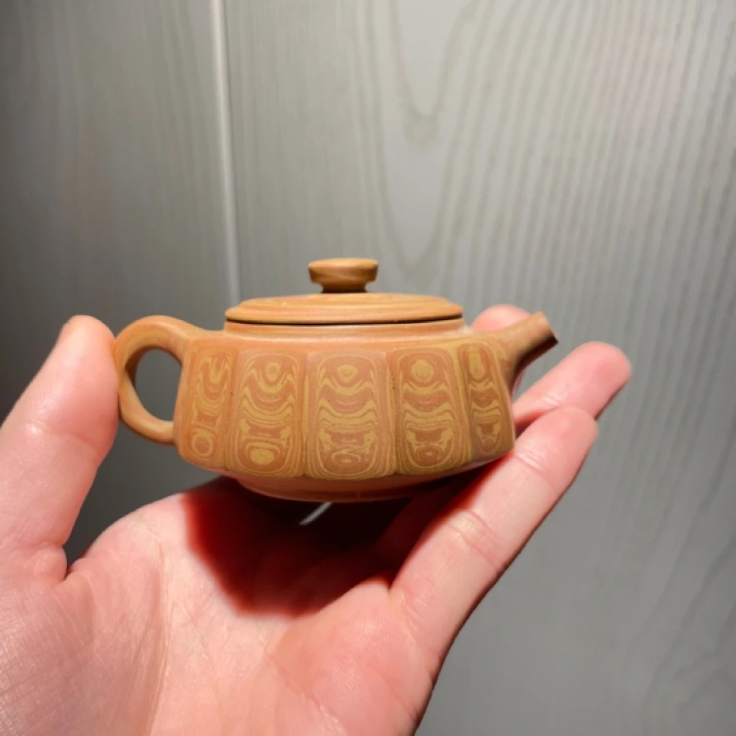 【黄良胜制】潮州手拉壶 绞泥切片壶原矿朱泥家用泡茶壶纯手工茶壶