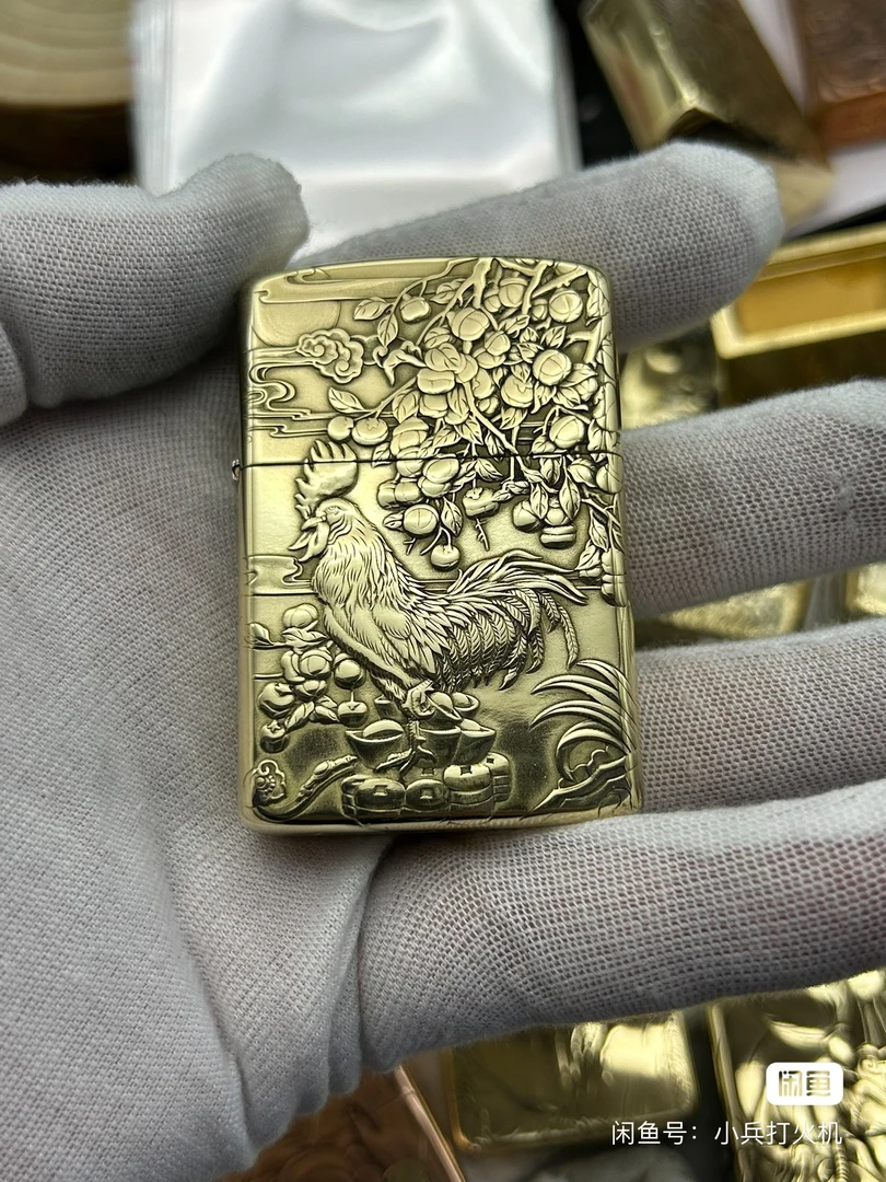 902s黄铜大公鸡，双面浮雕工艺，个性防风手工定制