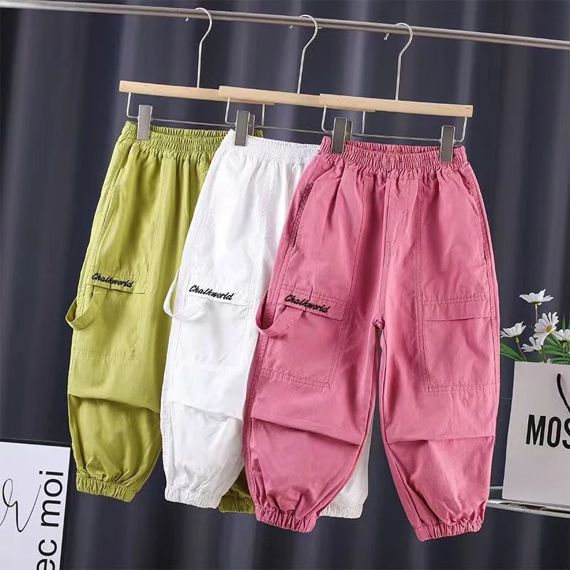 女童裤子秋款儿童女宝休闲裤宽松洋气潮范工装裤秋季薄款防蚊裤