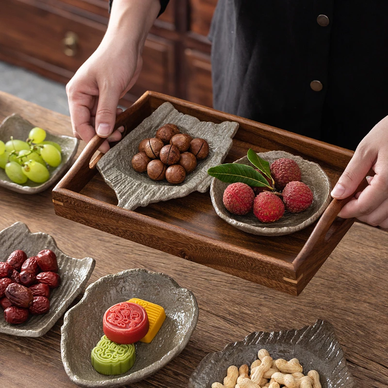 2023新款仿石头陶瓷家用客厅坚果茶点盘水果盘点心糖果零食摆放盘