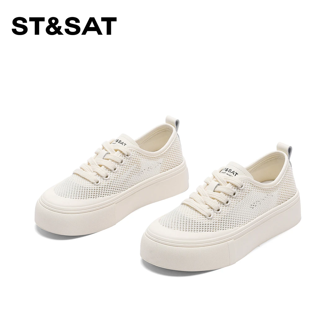 St&Sat/星期六透气百搭轻便休闲鞋2025新款时尚厚底小白鞋女潮流