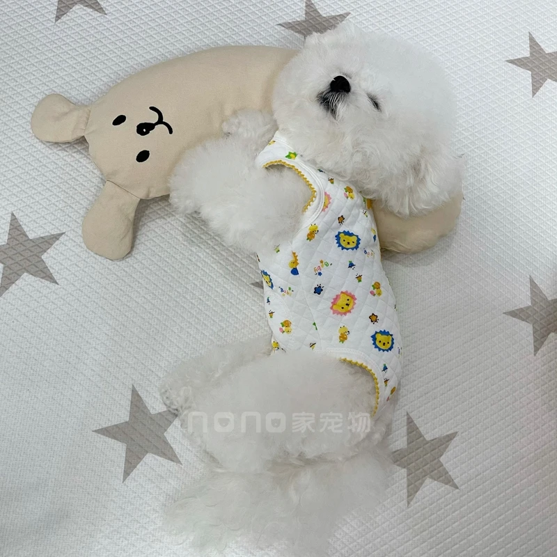 狗狗衣服秋冬新款婴儿棉印花包肚衣保暖家居服护肚子宠物比熊泰迪