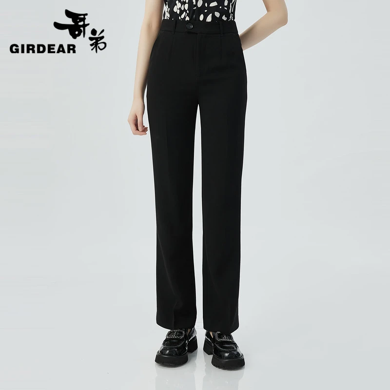 GIRDEAR/哥弟轻职场通勤气质显瘦西裤高腰美腿线直筒长裤1100473