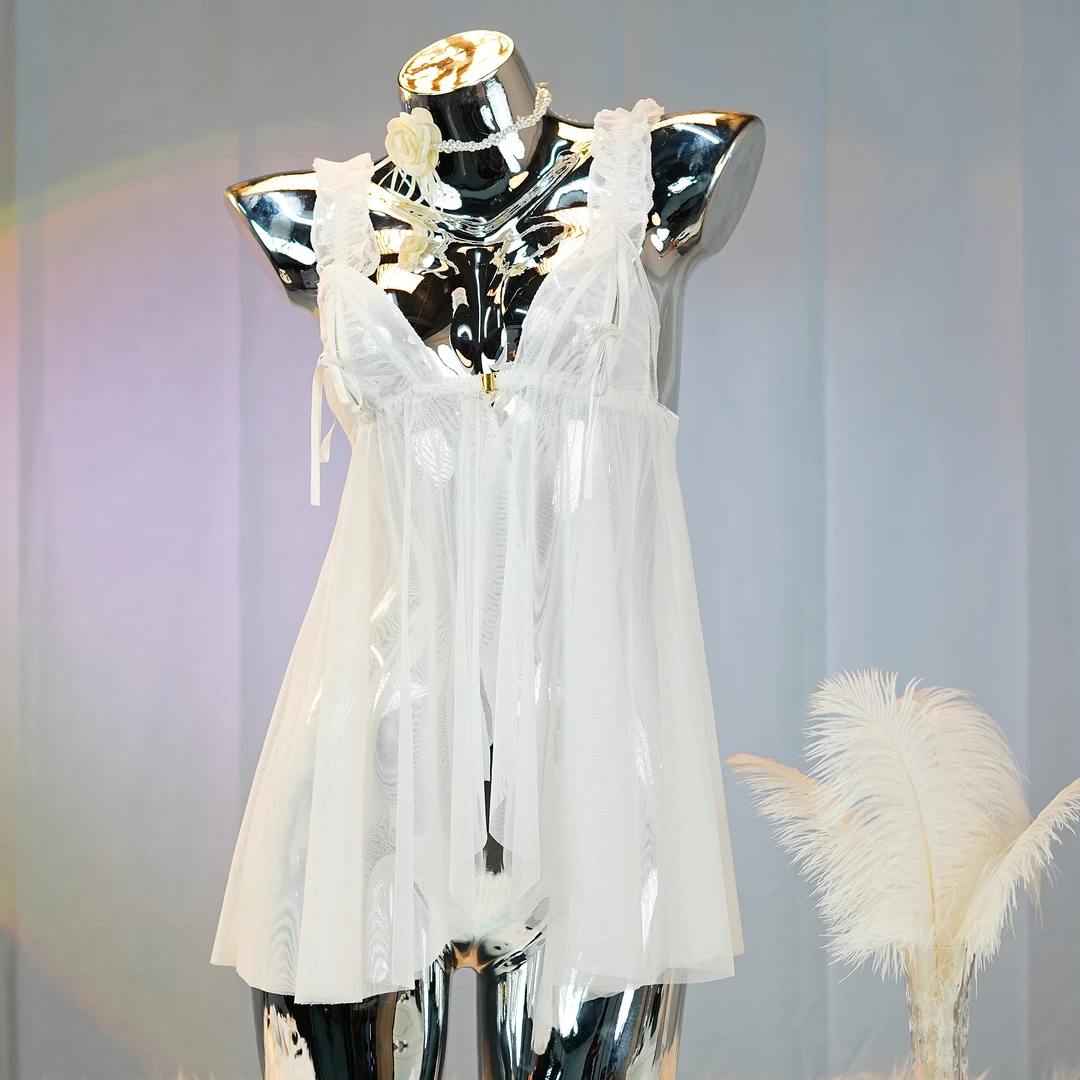 伊人（80-150斤）大码女士时尚轻奢气质网纱花边蕾丝睡裙8810性感