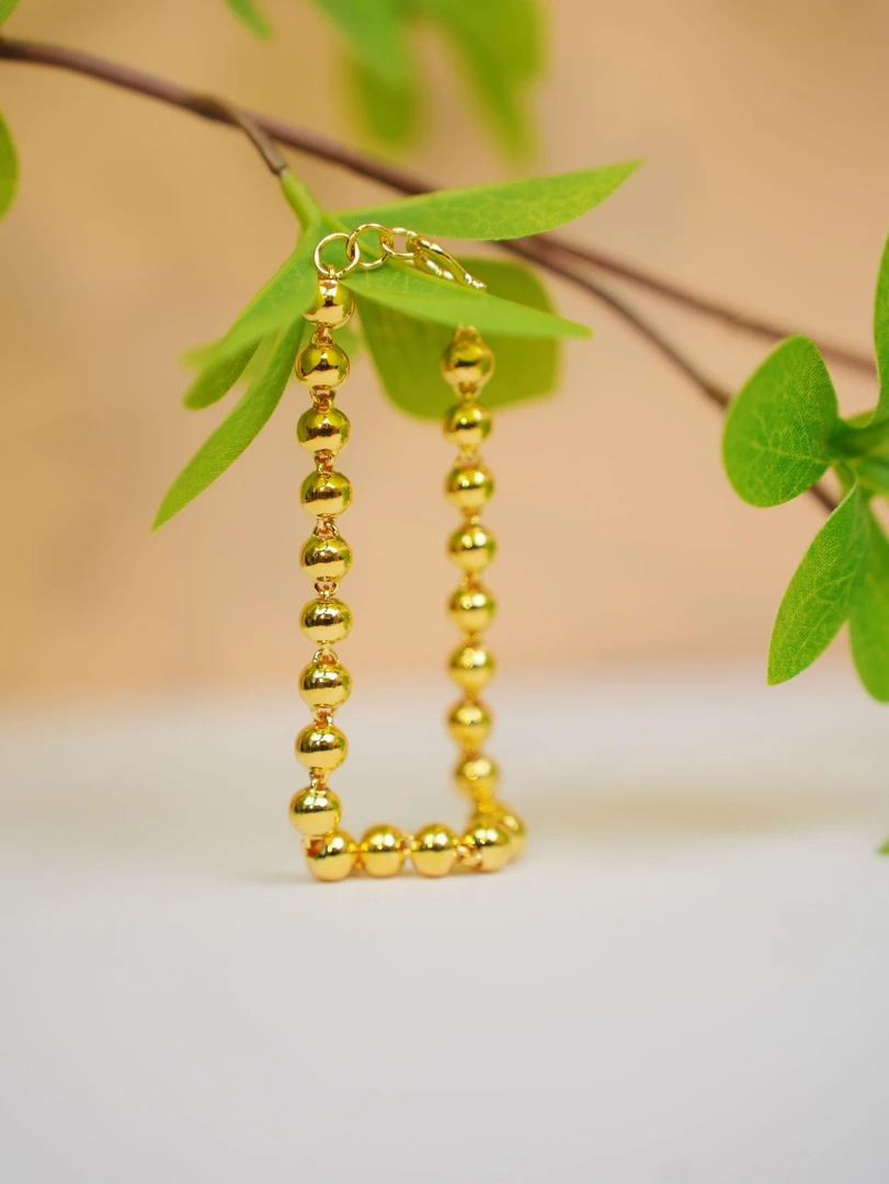 足银手链 光珠手链气质时尚百搭简约光面金手链素款珠珠