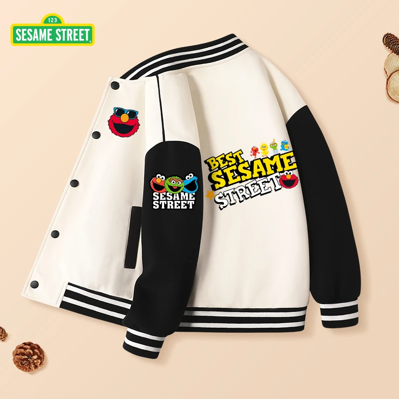 芝麻街儿童棒球服外套2025春秋新款休闲时尚中大童甜酷上衣男女童