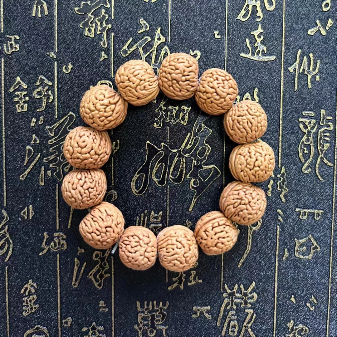 【文玩手串】精品脑纹核桃手串文玩手串桃核手串原籽手串13颗