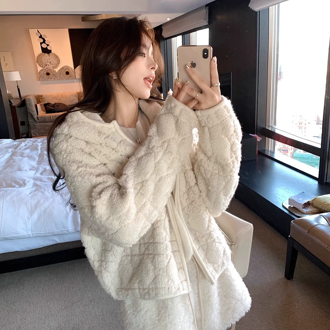 "Di*r羊毛糯糯"德囯Stoll羊毛混纺精密织 慵懒千金感连帽毛衣外套