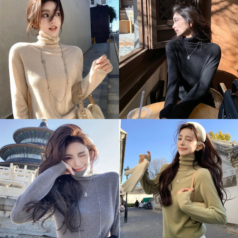 “Row羊绒糯糯衫”康赛妮高品100全羊绒纱线 秋冬高领纯色毛衣