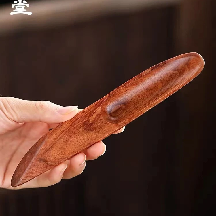 林阁分茶勺子茶铲单只茶匙挖取茶叶专用小黑檀木合金黄铜茶道配件