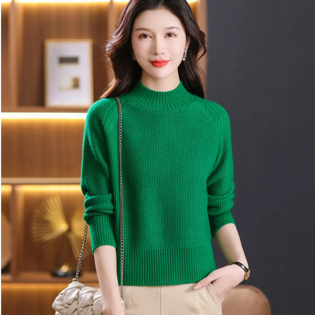 羊毛衫女小个子高腰短款针织衫上衣半高领加厚保暖毛衣百搭小衫潮
