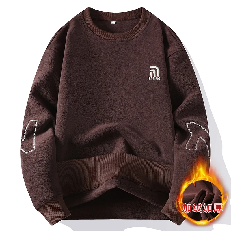 加绒卫衣男潮流加厚奥粒绒保暖上衣秋冬保暖男装休闲双面绒打底衫