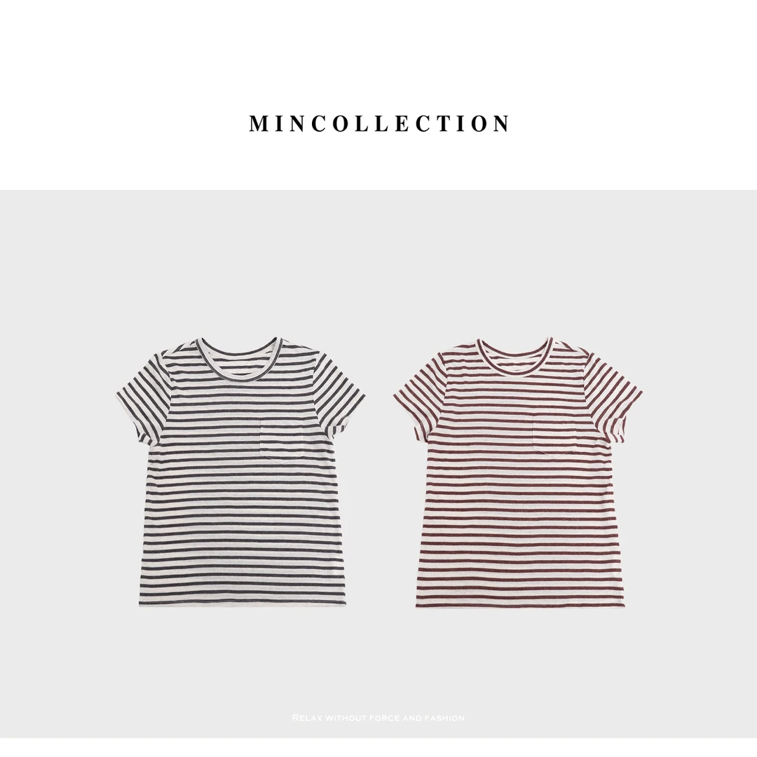 DE Mincollection肌理条纹T/夏季双色肌理莱赛尔亚麻条纹T恤10326