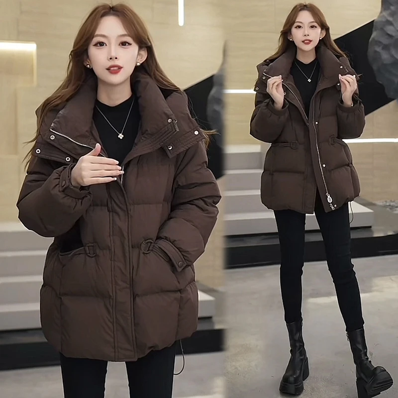 高级感大码连帽棉服女士2025秋冬季新款爆款棉袄保暖加厚外套棉衣