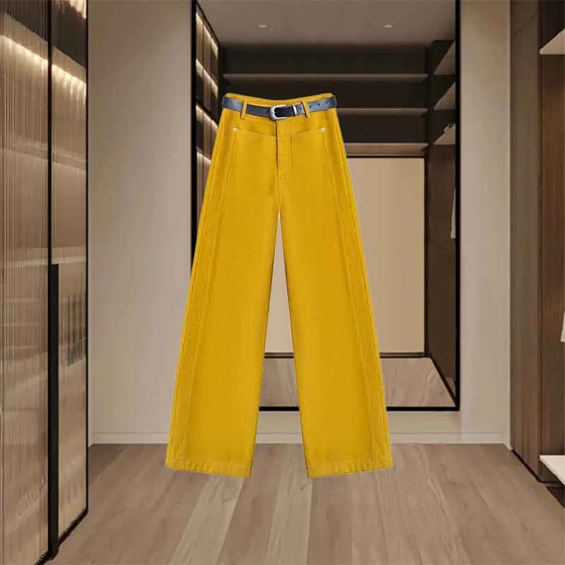 2025年秋冬季新款复古阔腿高腰休闲裤女宽松显瘦拖地百搭长裤子潮