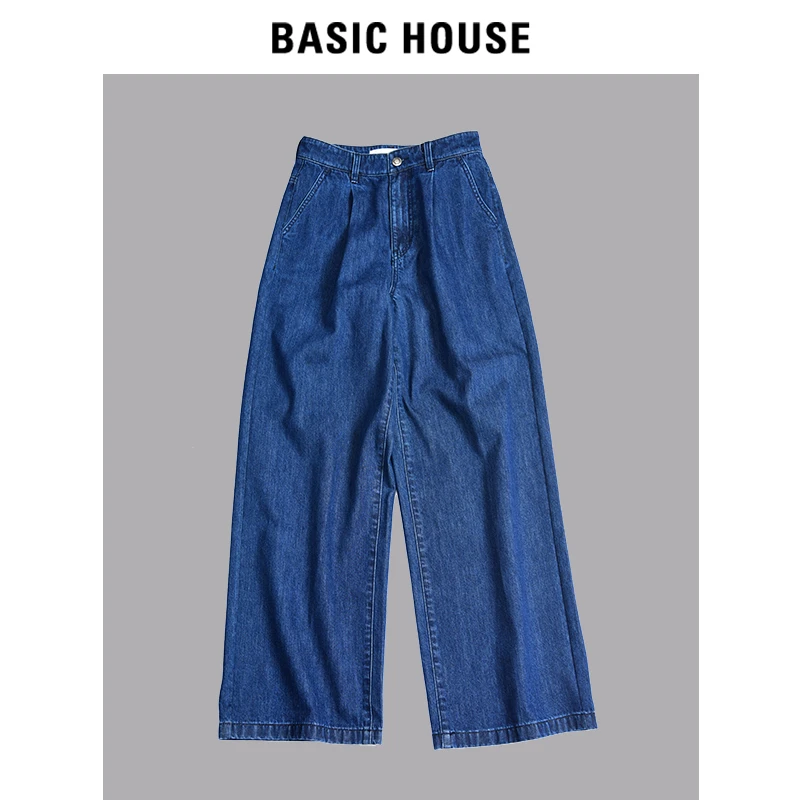 BasicHouse/百家好休闲阔腿牛仔裤尤莱特通勤显瘦宽松B0032B50152
