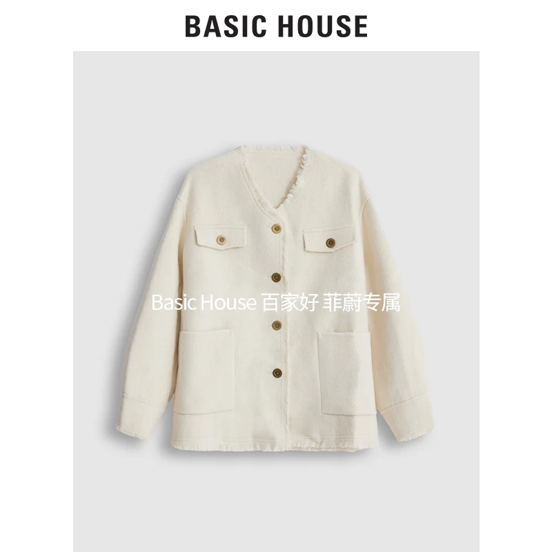 Basic House/百家好薄荷曼波毛呢外套千金风气质上衣B0143B5A162