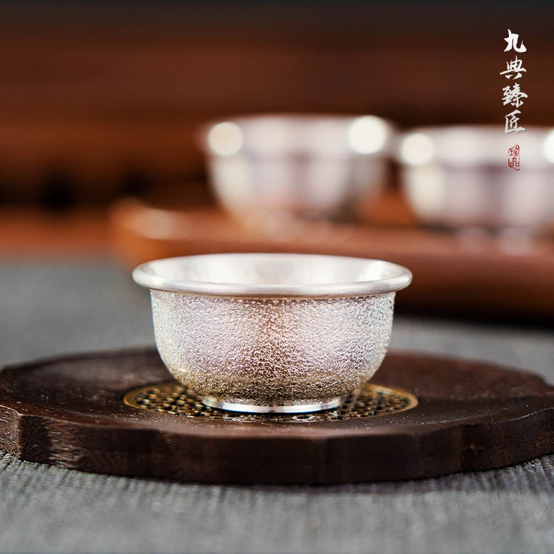 999足银纯手工锤纹主人杯品茗杯银杯家用个人专用茶杯功夫茶具