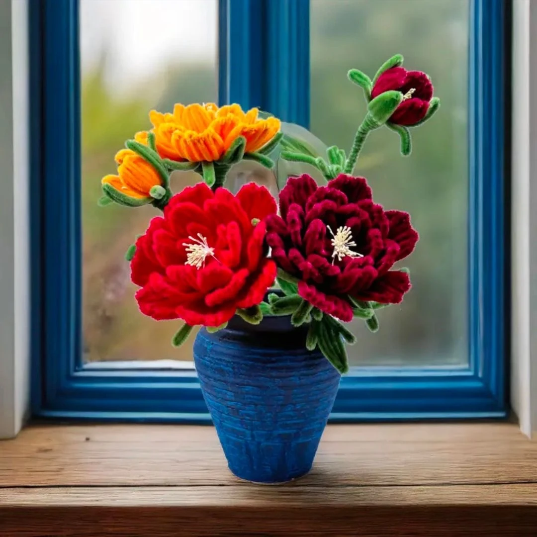 扭扭棒手工花束牡丹花手工DIY材料包乔迁之喜礼物桌面摆件装饰