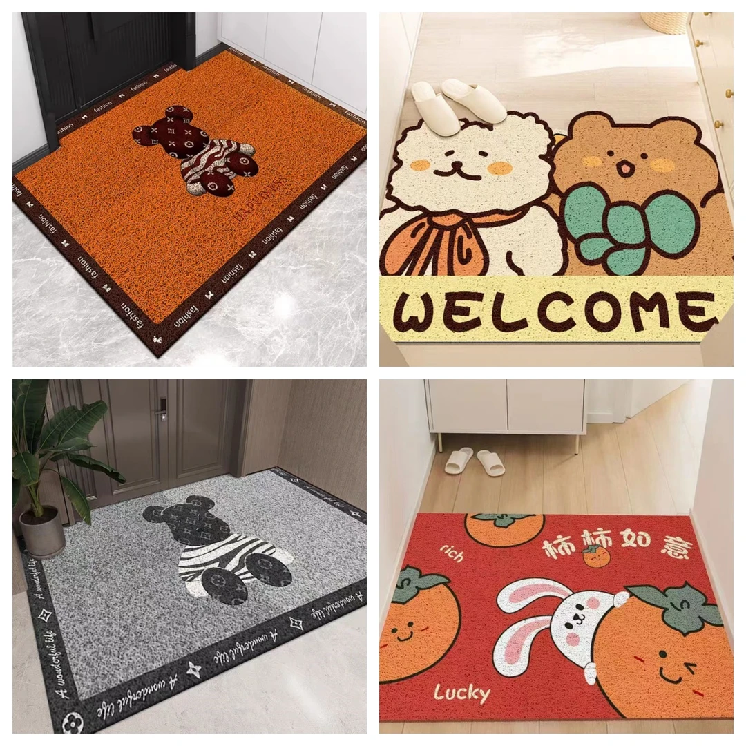 丝圈加厚地垫卡通防尘入户门地垫裁剪玄关防尘地毯家用现代可爱