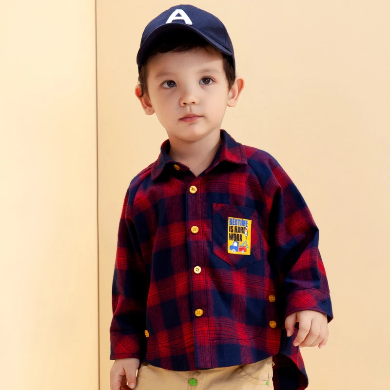 C0949//宝宝春秋季纯棉休闲衬衫男童长袖衬衣儿童休闲翻领上衣