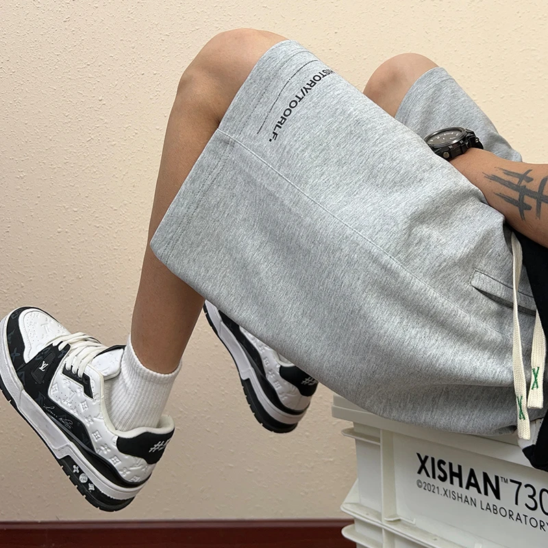 短裤男夏季薄款2025新款宽松美式潮流五分裤休闲直筒运动跑步裤子