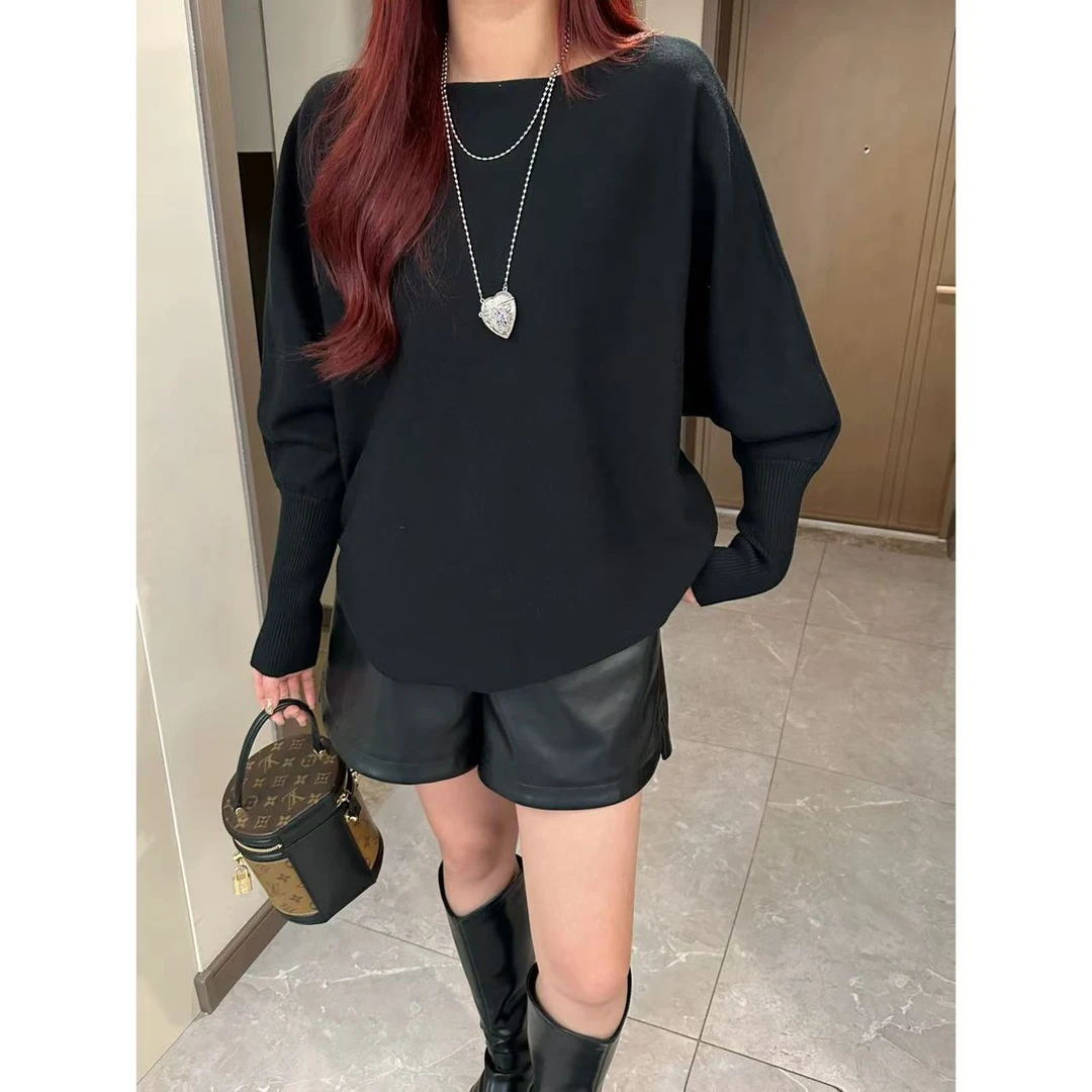 Xiaix【旧日温柔】宽松显瘦秋冬季蝙蝠袖套头毛衣打底MS2025夏夏