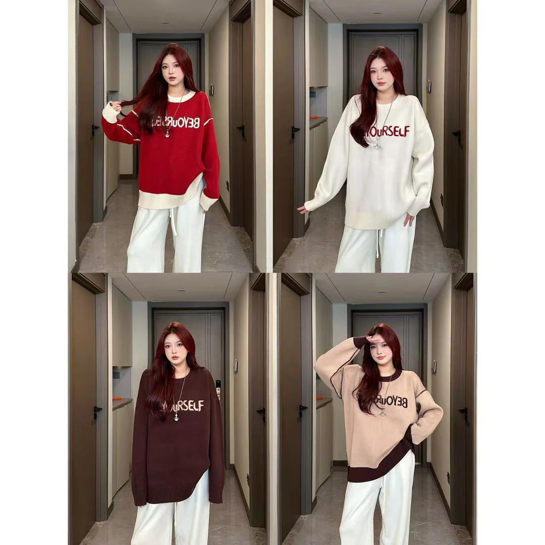 Xiaix【松软面包】两面穿宽松显瘦针织套头毛衣设计款MS1011